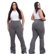 Calça Flare Feminina Plus Size Suplex Grossa Não Transparente Boca de Sino Modela o Corpo Cós Alto Levanta Bumbum Cós Alto Levanta Bumbum