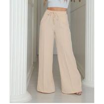 Calça flare feminino casual elástico na cintura tendência