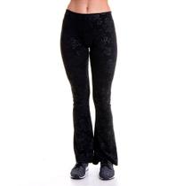 Calça Flare Jacquard Básica Detalhe 3d Preto Feminino