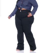 Calça Flare Jeans Black Intenso Feminina Plus Size
