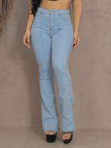 Calça Flare Jeans Clara Feminina Cintura Alta Premium costura/nervura na perna lycra/elastano