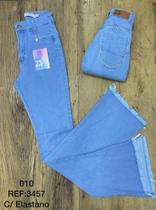 Calça flare jeans feminina clara