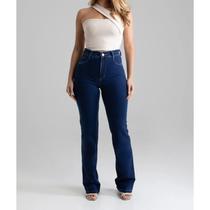 Calça Flare Jeans Feminina Sawary Cintura Alta Original Boot Cut Premium Azul Escuro Calça Flare Jeans Feminina Sawary Cintura Alta Original Boot Cut Premium Azul Escuro