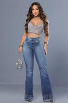 Calça flare lançamento pit bull jeans ref 88331