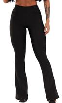 Calça Flare Legging Bailarina Malha Pop Cintura Alta Boca De Sino