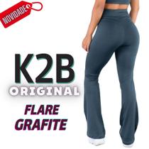 Calça Flare Legging K2b Original Cinza Grafite Cintura Alta