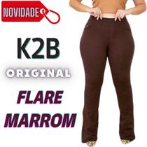 Calça Flare Legging K2b Original Marrom Cintura Alta