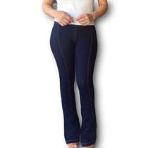 Calça Flare Malha Jeans Cintura Alta Calça Flare Malha Jeans Cintura Alta