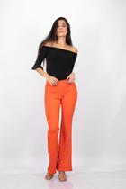 Calça Flare Malha Lisa Laranja - P - Veste do 38 ao 40