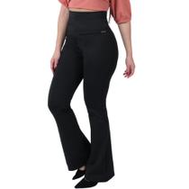 Calça Flare Modeladora Feminina Cintura Alta Bailarina Preta