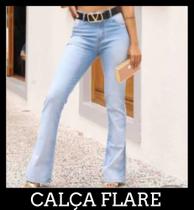 Calça Flare Modeladora Jeans Feminina Cintura Alta Com Lycra - Wild