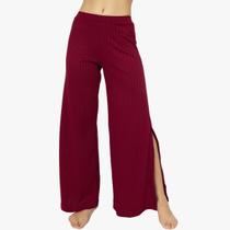 Calça Flare Pantalona Cintura Alta Com Fenda Casual