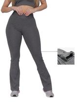 Calça Flare Peluciada Feminina Legg Bailarina Flanelada Cinza
