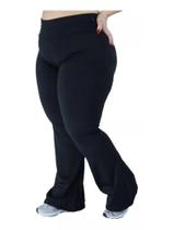 Calça Flare Plus Size Boca De Sino Bailarina Cintura Alta