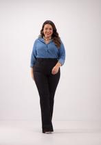 Calça Flare Plus Size Cintura Alta Com Elastano Preta LUNENDER 0078J