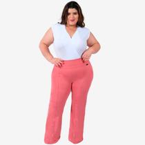 Calça Flare Plus Size Feminina Bolso Bailarina Social Moda