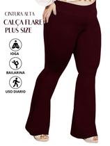 Calça Flare Plus Size G1 G2 G3 G4 Boca De Sino Bailarina Cintura Bem Alta Em Suplex Calça Flare Plus Size G1 G2 G3 G4 Boca De Sino Bailarina Cintura Bem Alta Em Suplex