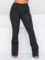 Calça Flare Preta com Brilho/Strass- Cintura Alta