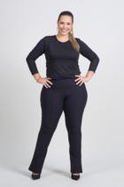 Calça flare preta micro roma