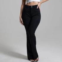 Calça Flare Preta Super Lipo Feminina Boot Cut Sawary Levanta Bumbum Original Qualidade Premium