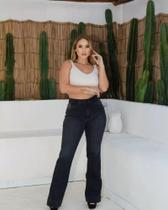 Calça Flare Regular Jeans Preto Shyros