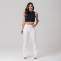 Calça Flare Sarja Branca Feminina Zune