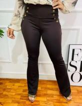Calça Flare Social Feminina em Tecido Crepe Detalhe em Botões - VB Girls