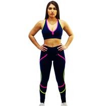 Calça fuso com Dois Friso Coloridos em Suplex de Poliamida