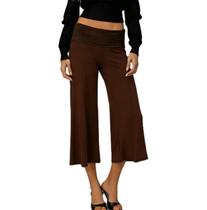 Calça gaúcha feminina Aopwsrlyi, cintura baixa, dobrada sobre perna larga
