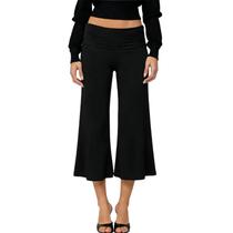 Calça gaúcha feminina Aopwsrlyi, cintura baixa, dobrada sobre perna larga