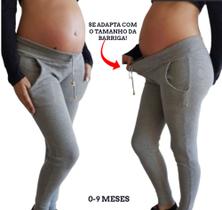 Calça Gestante Algodão C/ Elastano Moletom Grávida Mamãe