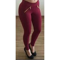 Calça Gorgurão Feminina Montaria Cintura Alta Legging Gorgurinho Bolso Real Com Zipper