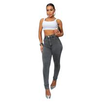 Calça Grafite Marmorizada cinza Feminina cintura alta Premiu Calça Grafite Marmorizada cinza Feminina cintura alta Premiu