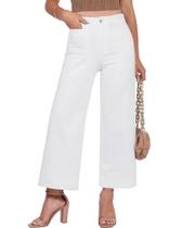 Calça GRAPENT Cropped de Cintura Alta e Pantalona Creme Branco Calça GRAPENT Cropped de Cintura Alta e Pantalona Creme Branco