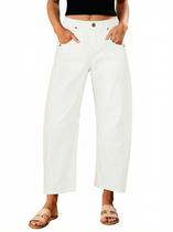 Calça GRAPENT Wide Leg Cintura Alta Creme Branco