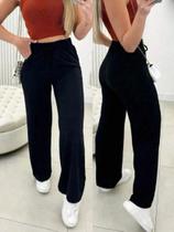 Calça Gringa Feminina Tecido Lanzinha Moletom Pantalona Cintura Alta com Bolso
