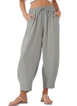 Calça Harem EVALESS 2025 feminina casual solta, cinza de verão L