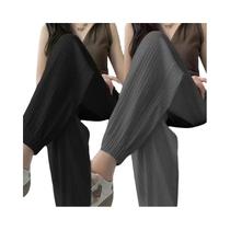 Calça Harém Feminina Slim - Perna Larga, Cintura Elástica e Comprimento Tornozelo