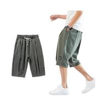 Calça Harém Masculina Plus Size - Verão, Estilo Chinês, Comprimento Curto