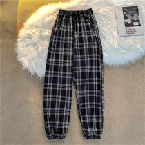 Calça Harém Xadrez Preta Feminina - Moda Coreana Solta e Chic para o Verão
