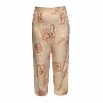 Calça Hering Feminina Reta Cintura Alta Estampada Creme