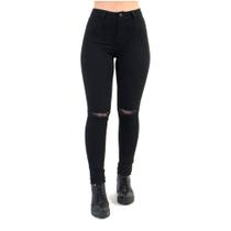 Calça Hot Pant Feminina Com Rasgo no Joelho Preta Lady Rock