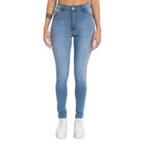 Calça Hot Pant Feminina Skinny Jeans Azul Médio Lady Rock