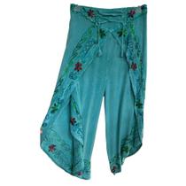 Calça indiana estonada bege com bordados