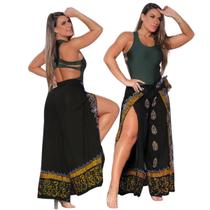 Calça Indiana Stone Colors Black Pantalona Fenda Bordado - Indra Moda Indiana