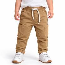Calça Infantil Cargo Sarja Marrom Claro Jogger Have Fun Tamanho:1 ano Calça Infantil Cargo Sarja Marrom Claro Jogger Have Fun Tamanho:1 ano
