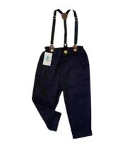 Calça Infantil com Suspensório Preta - Tamanho PP (1 Ano)