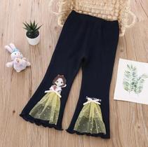 Calça infantil feminina Menina Algodão Com Tule -1 UN