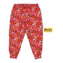 Calça Infantil Feminino Moletom Pelúciado Florido Kyly