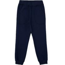 Calça infantil hering básica moletom peluciado com bolso azul marinho - tam. 8